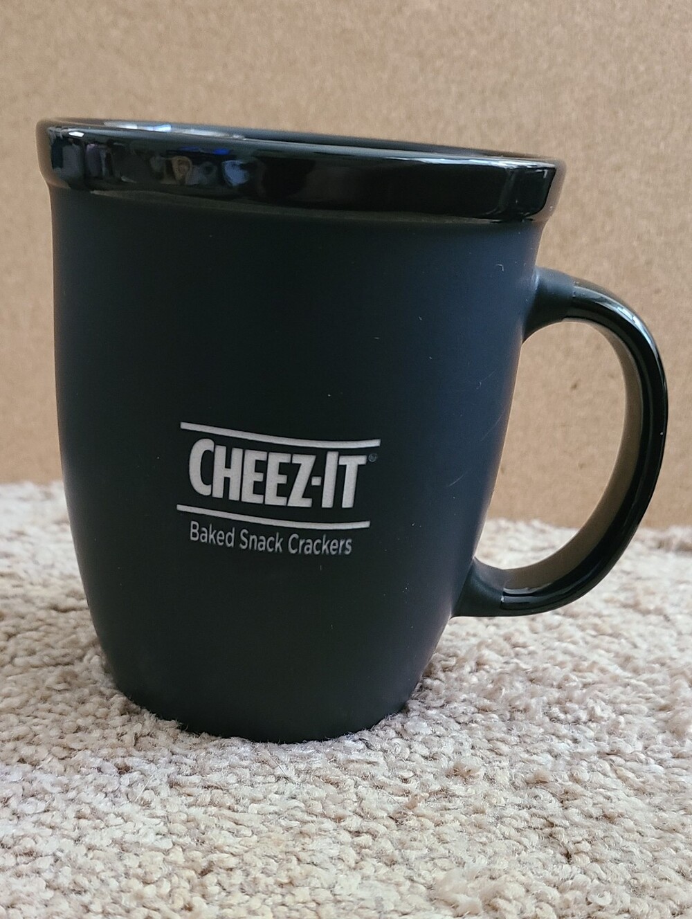 Rare Cheez-It Branded Black Ceramic Mug